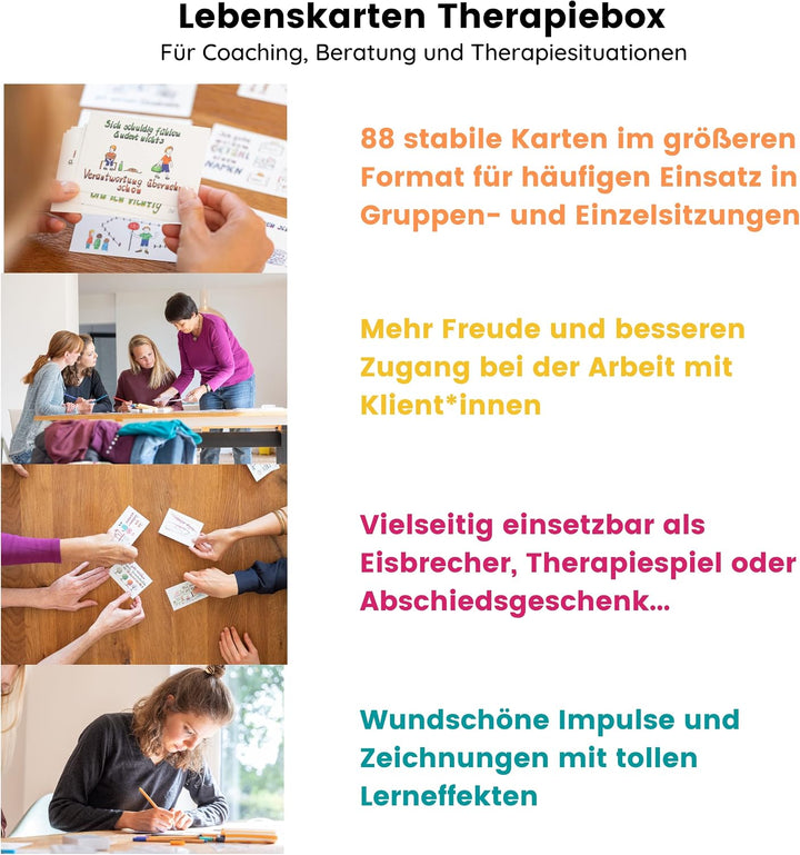 Lebenskarten 2 "Therapiebox" von Barbara Völkner (88 Karten, beschichtet, A7 Format: 7,5x10,5cm) | T