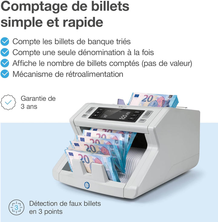 Safescan 2250 Geldzählmaschine, zählt sortierte Banknoten - Banknotenzähler mit 3-facher Echtheitspr