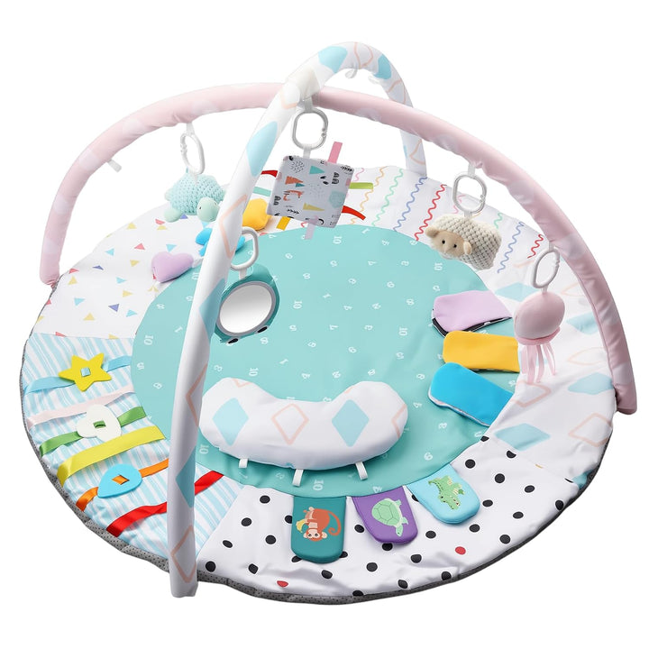 FUNYKICH Spielbogen Baby, Spieldecke Baby mit 6 Spielzeugen &amp; Kissen, Rutschfeste Baby Gym für Babys