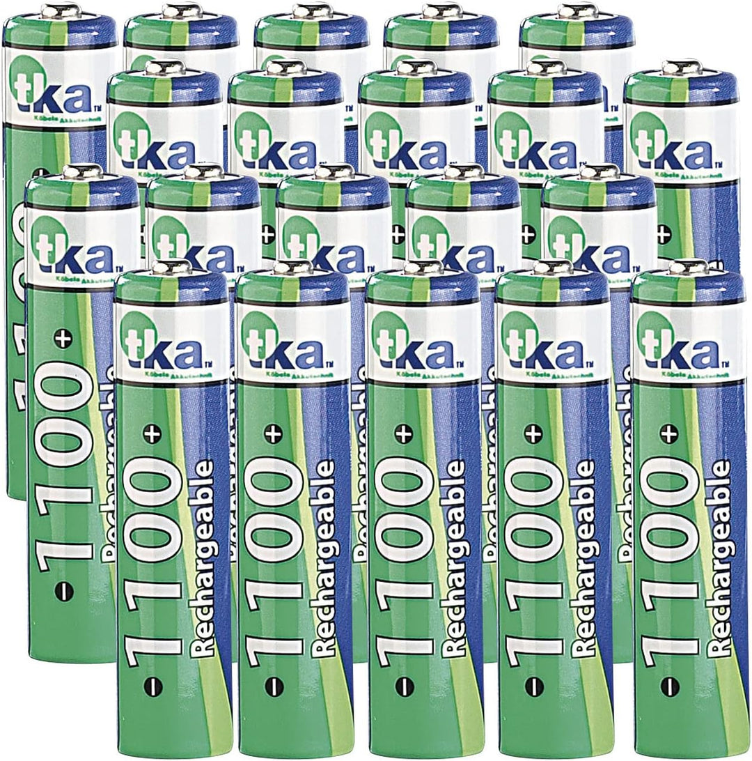 tka Köbele Akkutechnik Akku Batterien: 20er-Set NiMH-Akkus Typ AAA/Micro, 1.100 mAh, mit Aufbewahrun