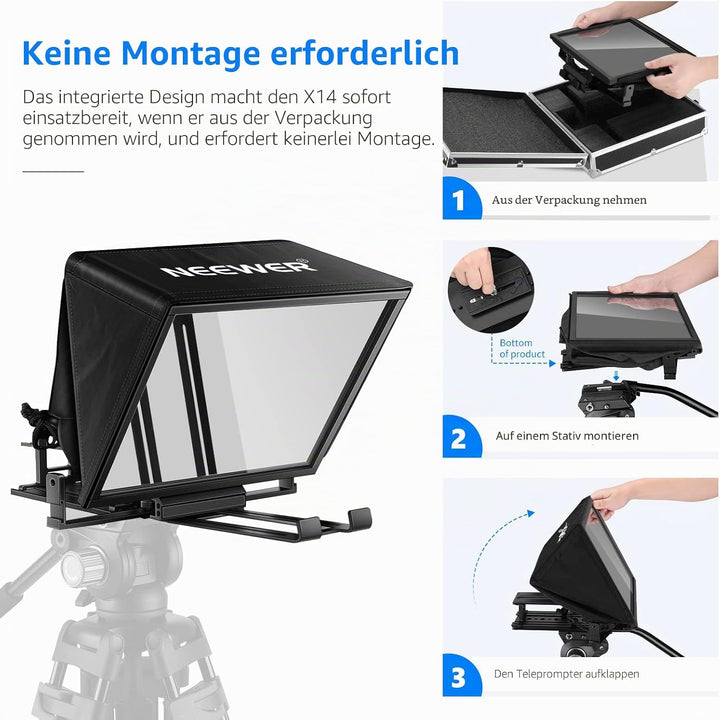 NEEWER Teleprompter X14 mit RT 110 Fernbedienung und APP Steuerung (Bluetooth Verbindung über NEEWER