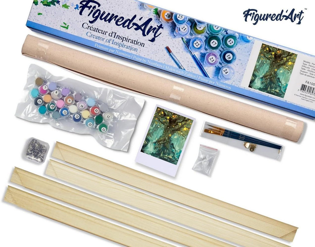 Figured'Art Malen Nach Zahlen Erwachsene Mit Rahmen Magischer Baum - Paint by Numbers Basteln DIY Ba