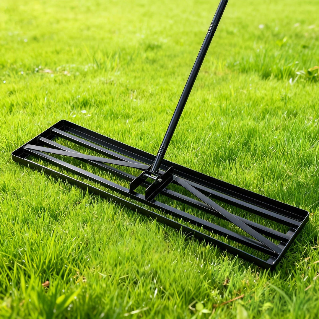 Rasen-Nivellierrechen 110x30cm Garten Lawn Leveling rake Rasen Rakel mit 210cm extra langem Stiel fu