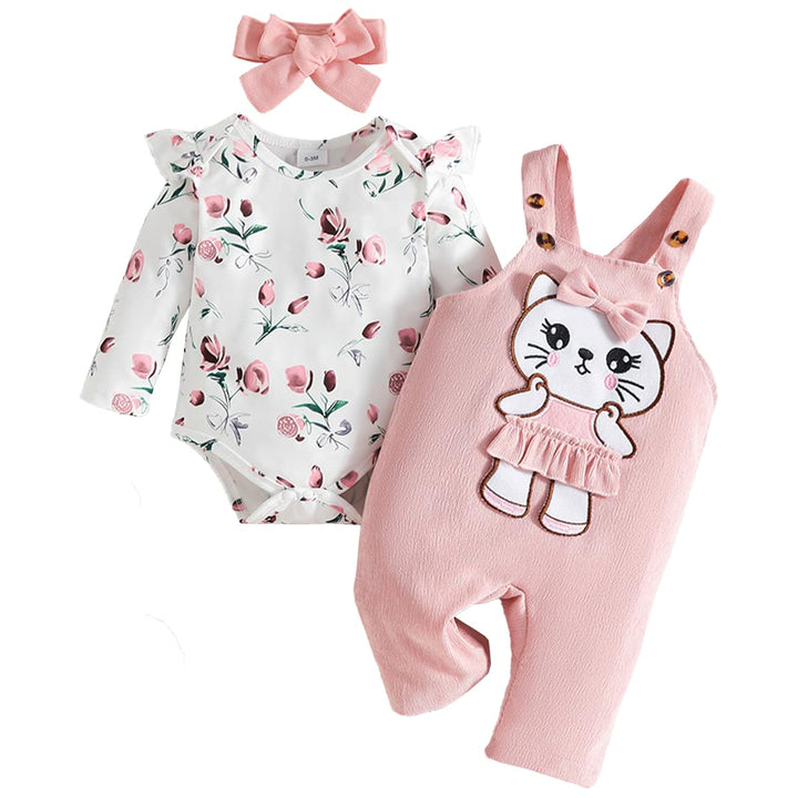 Baby Mädchen Kleidung Outfits Herbst Winter Niedlich Liebe Druck Strampler Cartoon Bär Overalls Hose