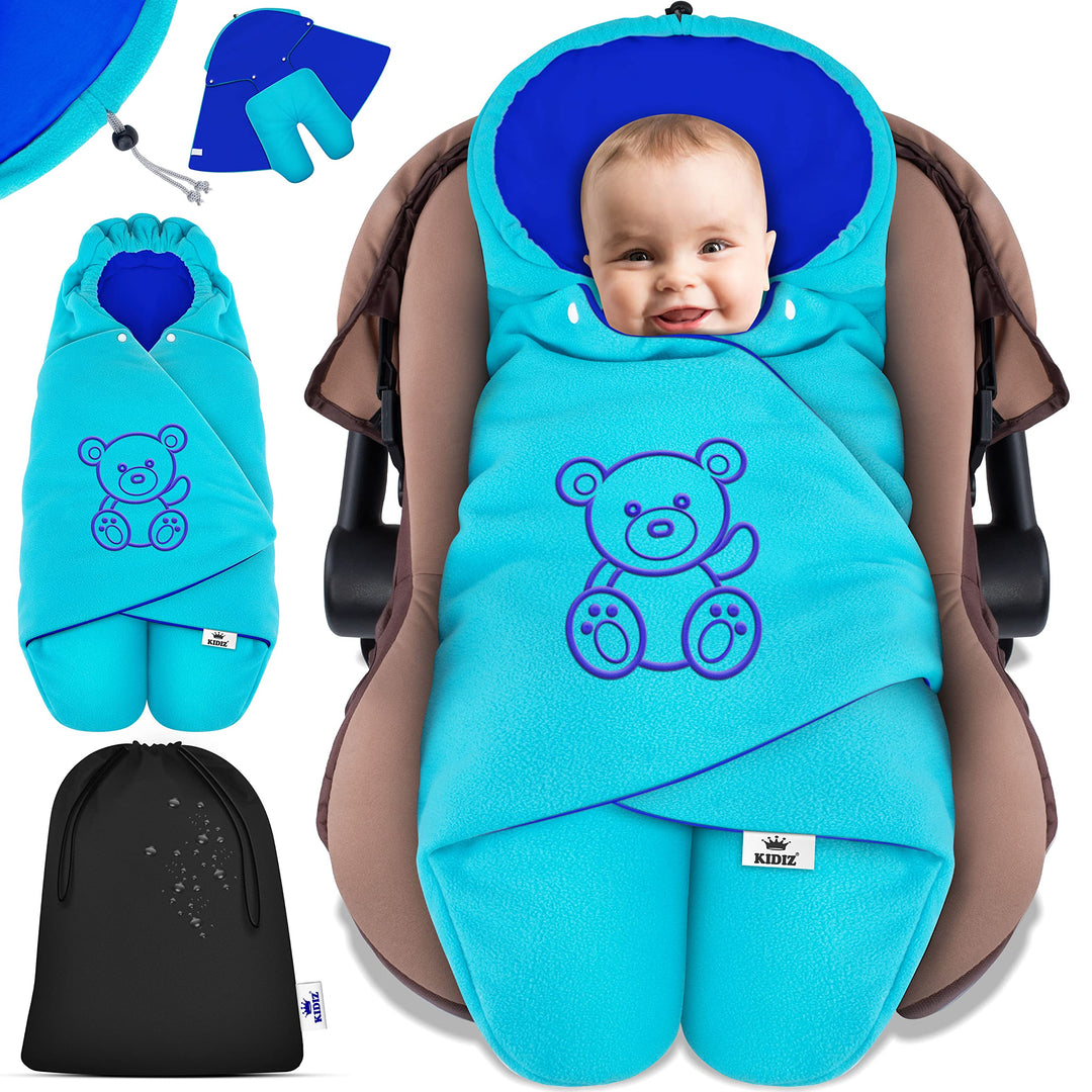 KIDIZ® Baby Einschlagdecke Babyschale Winter Herbst Babydecke mit Tasche Universal Fusssack kompatib