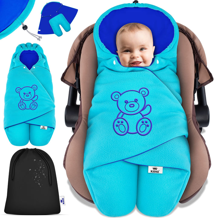 KIDIZ® Baby Einschlagdecke Babyschale Winter Herbst Babydecke mit Tasche Universal Fusssack kompatib