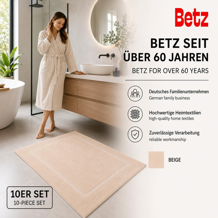 Betz 10 Stück Badvorleger Badematte Badteppich Duschvorleger Frottee Premium 100% Baumwolle Grösse 5