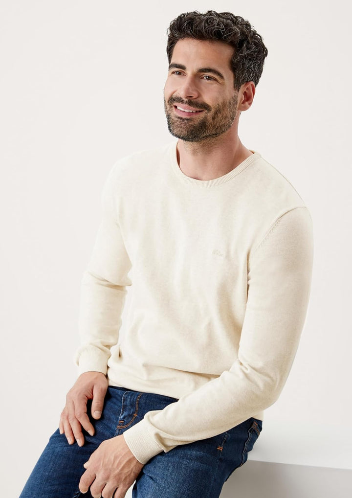 s.Oliver Herren 2152193 Pullover mit Logo-Stitching M Cremefarben(03w0), M Cremefarben(03w0)