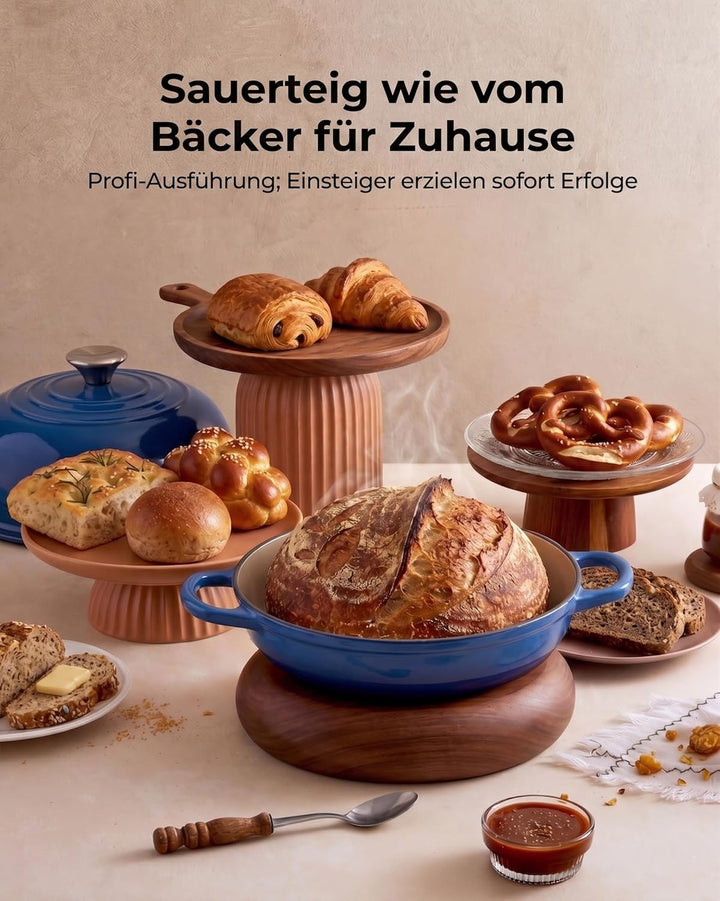 Armorbear Gusseisen Topf Brot Backen, 4,7L Bräter Emaille Schmortopf mit Deckel und Griffen, 24 cm D