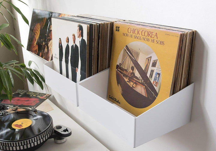 Teebooks Aufbewahrung für Vinyl - Set mit 2 Regalen - Stahl - Weiss - 15 x 25 x 32, 2er-pack Weiss