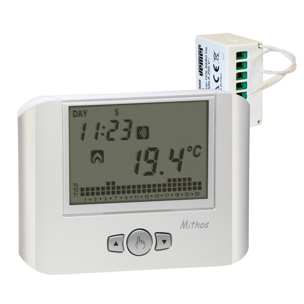Vemer CHRONOTHERMOSTAT MITHOS RF Wandleuchte A Batterien und Fernantrieb, Schwarz, weiss, VE428900,