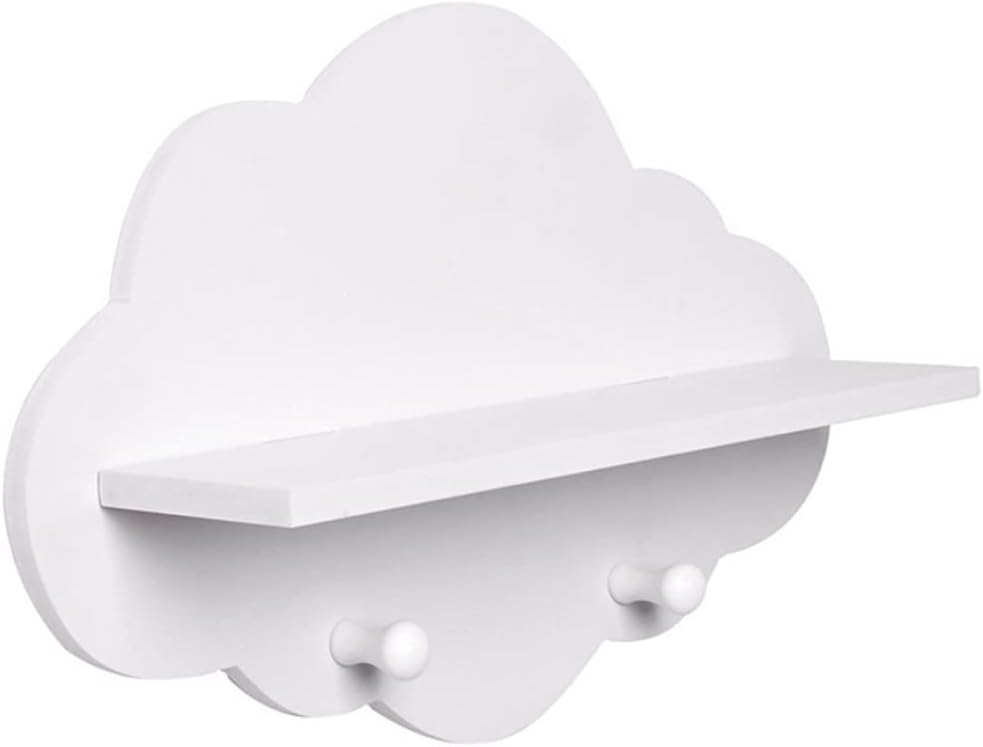 Wolkenregale, Holzwolkenschwimmregale mit Kleiderbügel, wandmontiertes geschlossenes Regal für Kinde
