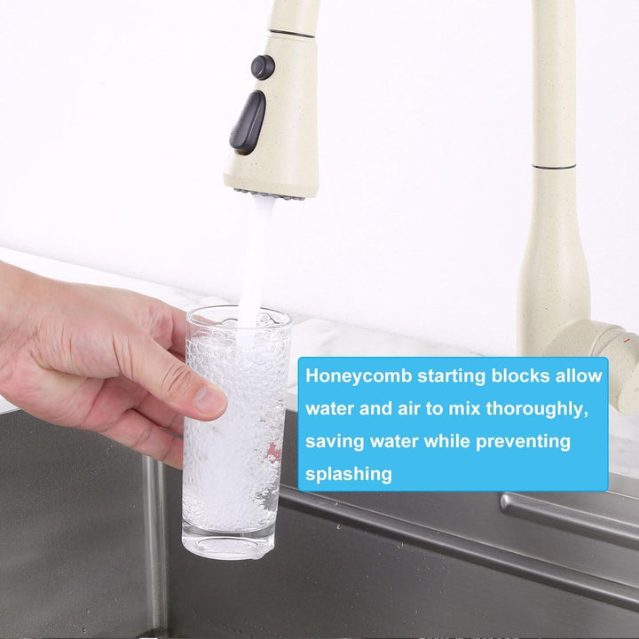 ONECE Küchenarmatur Granit mit Ausziehbar Brause, Wasserhahn Küche mit 3 Strahlarten, 360° Drehbare