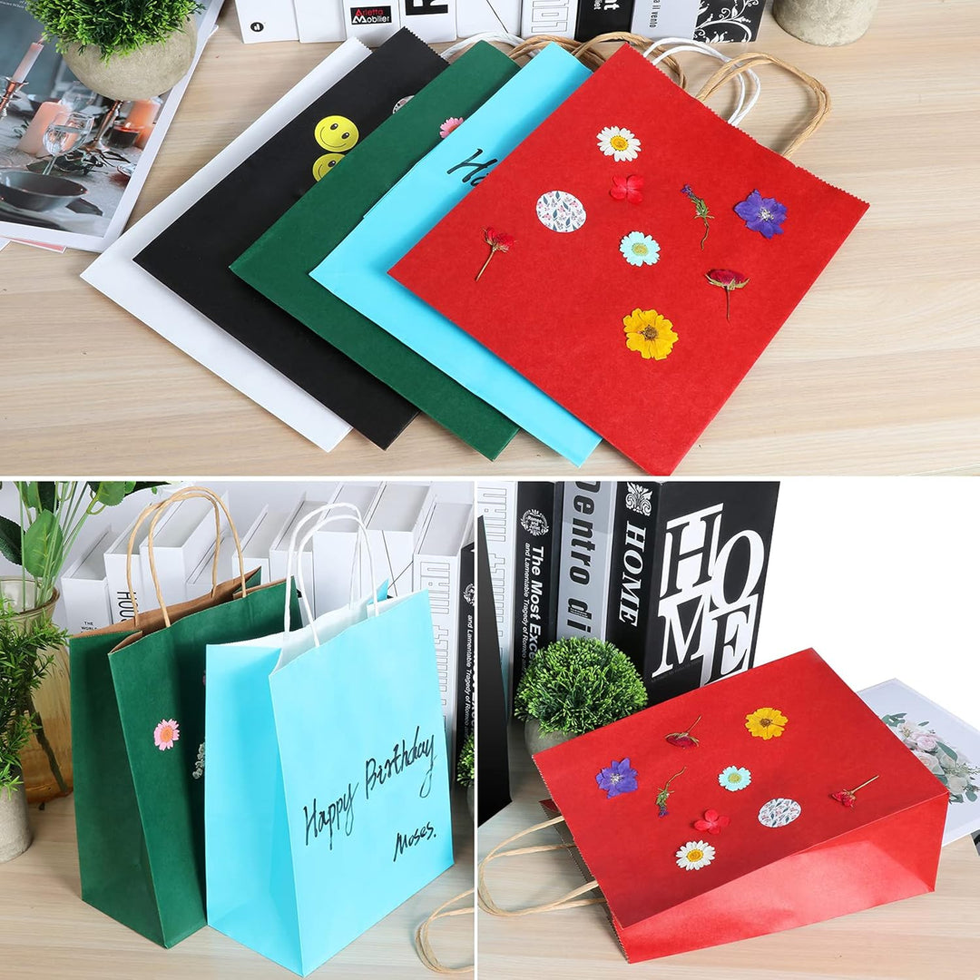 100 Stück Schwarz Papiertüten mit Henkel 18 x 10 x 25 cm Papiertragetaschen, Kraftpapier Geschenktüt