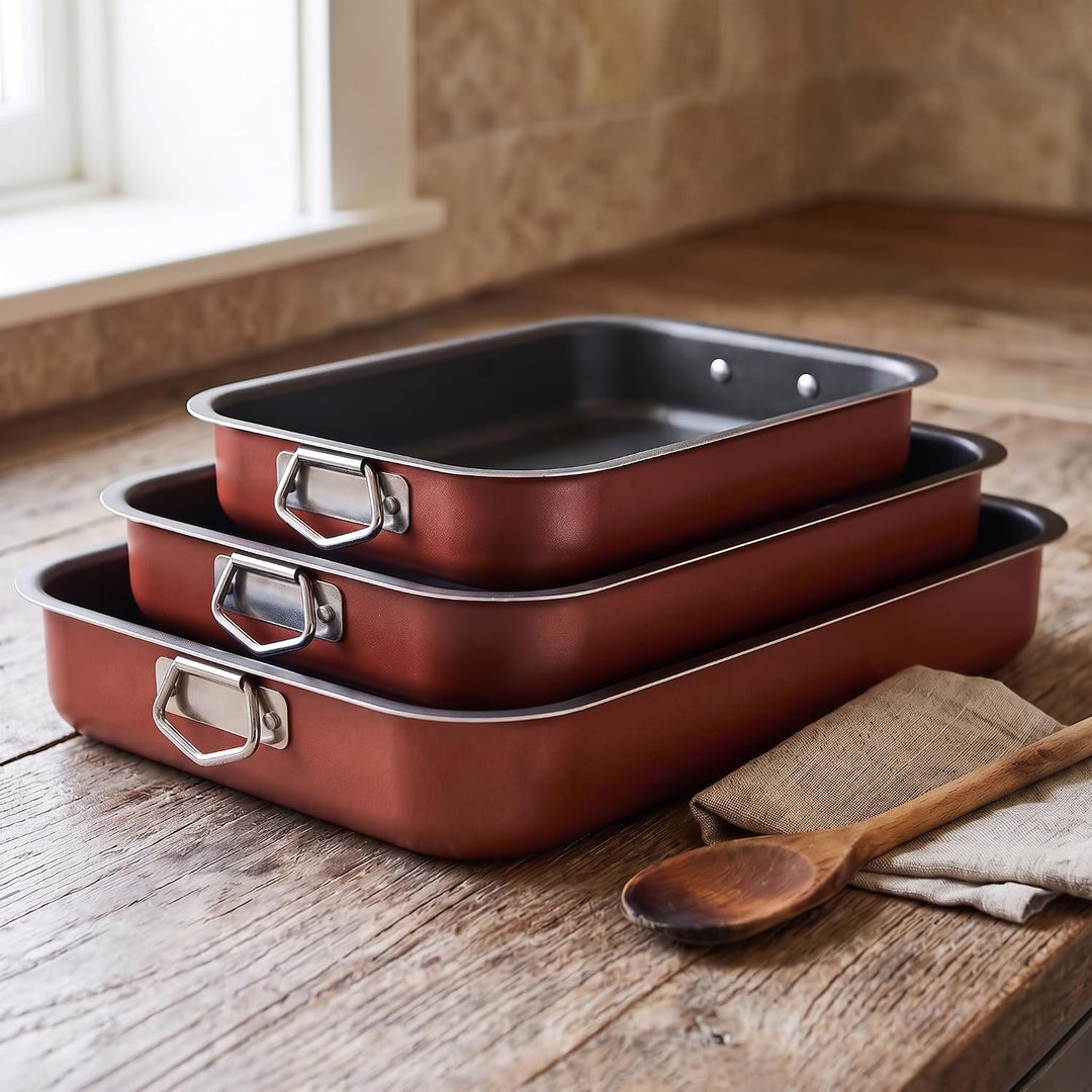 Space Home - Professional Antihaft Backblech-Set, 3-teilig - Kuchenblech - Doppel-Antihaftbeschichtu