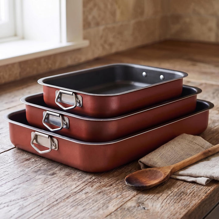 Space Home - Professional Antihaft Backblech-Set, 3-teilig - Kuchenblech - Doppel-Antihaftbeschichtu
