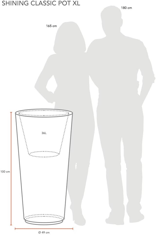 8 seasons Design Shining Classic Pot XL, Solar LED Pflanzkübel 49 x 100 cm (weiss), inkl. Solarmodul