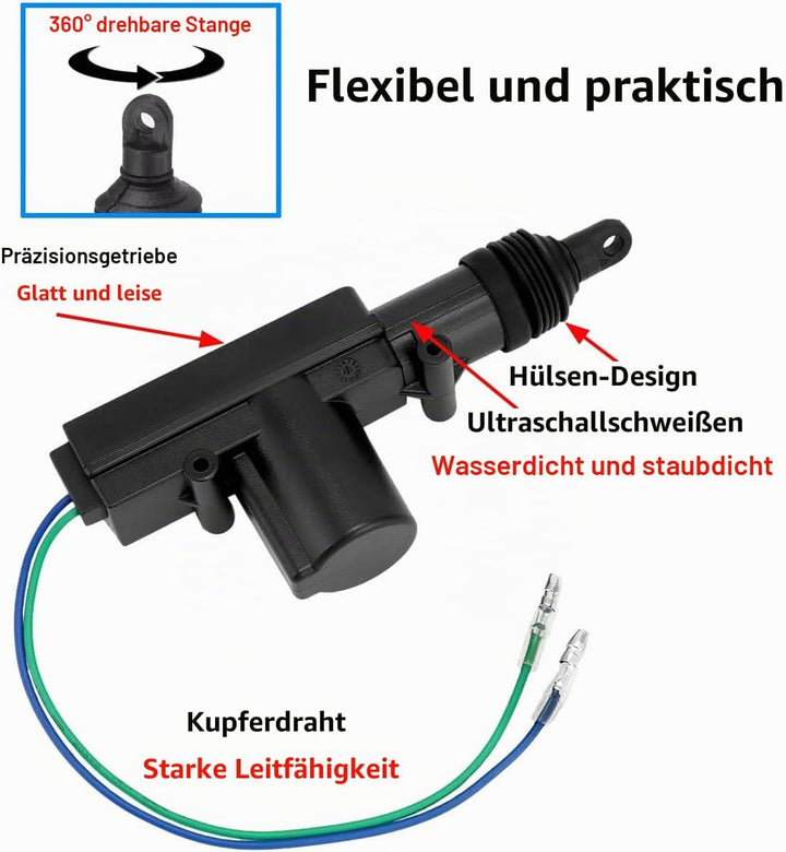 4 Stück KFZ Türschloss Stellantrieb 12V Türschloss Aktuatoren Set Zentrale Tür Verriegelung Stellmot