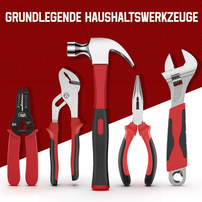 Sundpey Werkzeugkoffer Gefüllt 379 tlg - Werkzeugkoffer Gefüllt Profi für Haus-/Autoreparaturen Werk