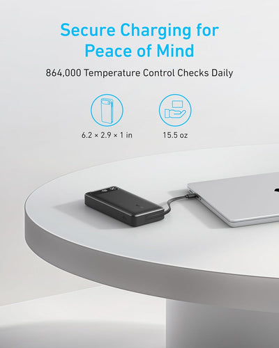 Anker Powerbank, 20.000mAh tragbares Ladegerät mit integriertem USB-C-Kabel, 87W Max Schnelllade-Akk