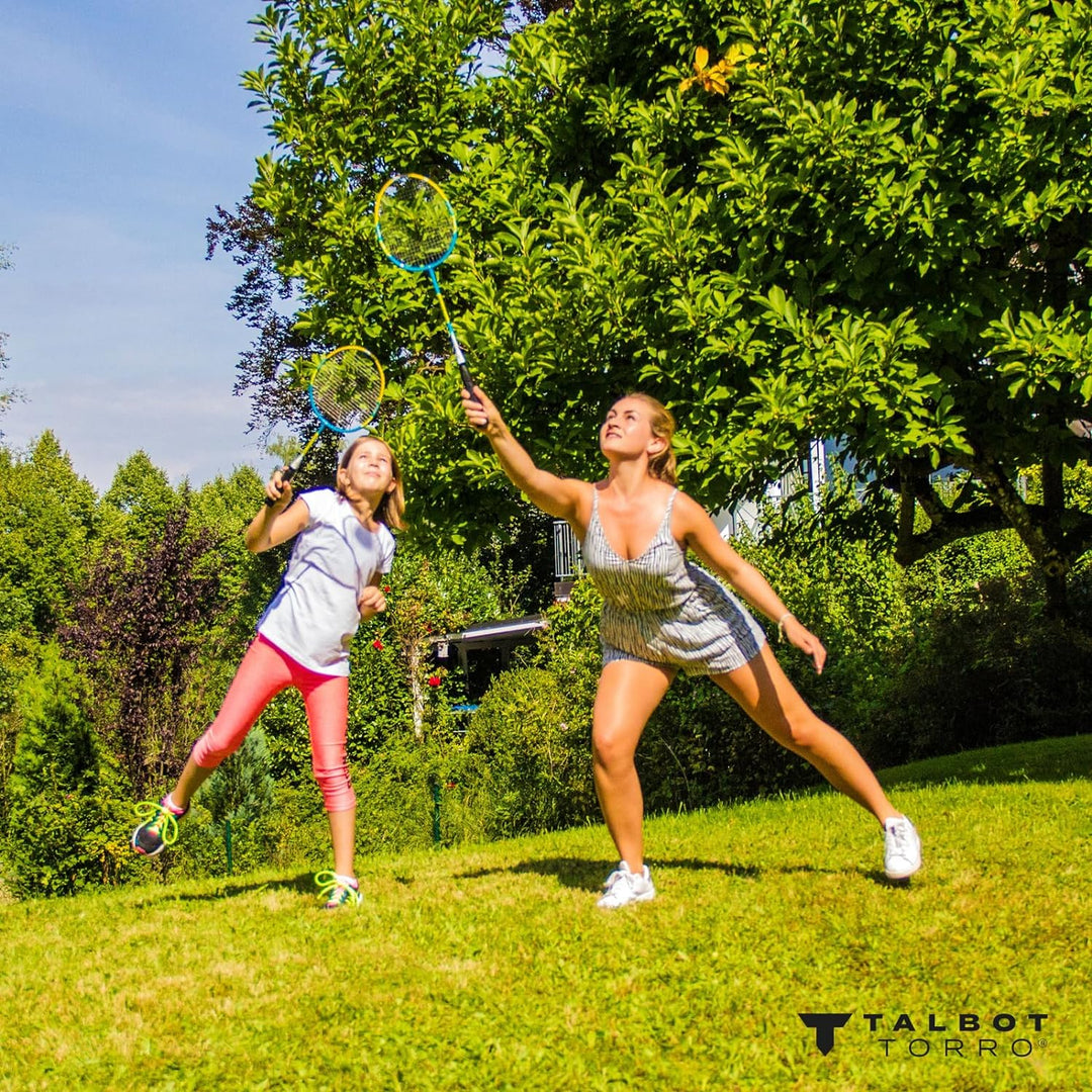 Talbot Torro Badminton-Set Family, Komplettset mit 2 Juniorschläger 53 cm, 2 Standardschläger, 3 Fed