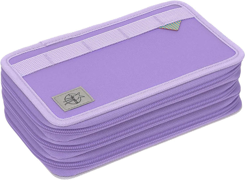 LÄSSIG Federmäppchen befüllt 20-teilig / School Triple Pencil Case Unique Violet/Lavender