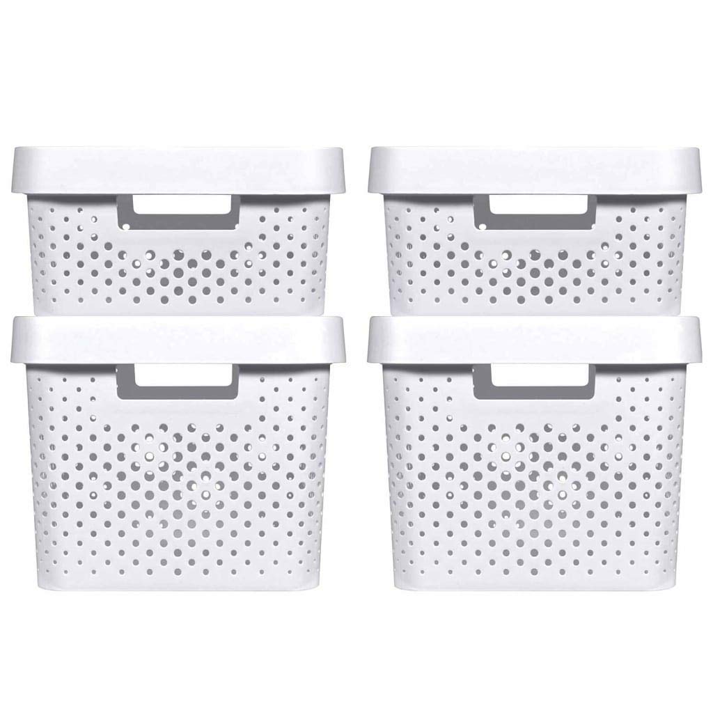 CURVER INFINITY RECYCLING Boxen mit Lochmuster 2x (11L+17L) und Deckel, weiss, Aufbewahrungsboxen, W
