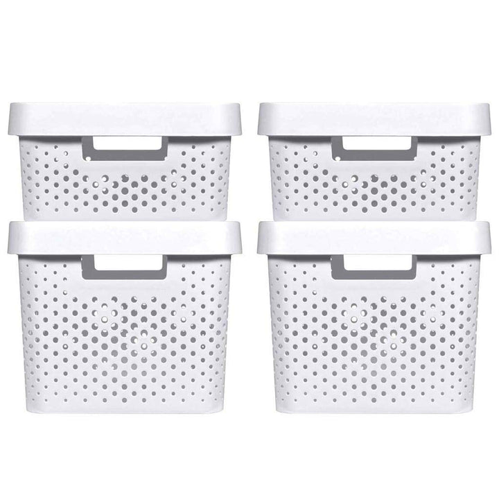 CURVER INFINITY RECYCLING Boxen mit Lochmuster 2x (11L+17L) und Deckel, weiss, Aufbewahrungsboxen, W