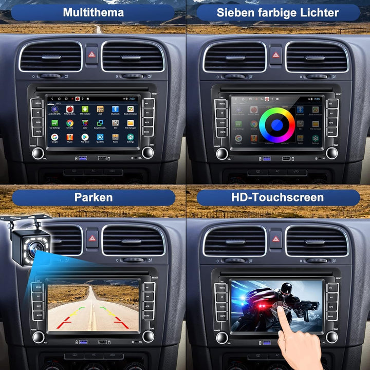 Android Autoradio für VW mit Navi Golf Polo Passat Touran, CAMECHO 7 Zoll Touchscreen Autoradio Dopp