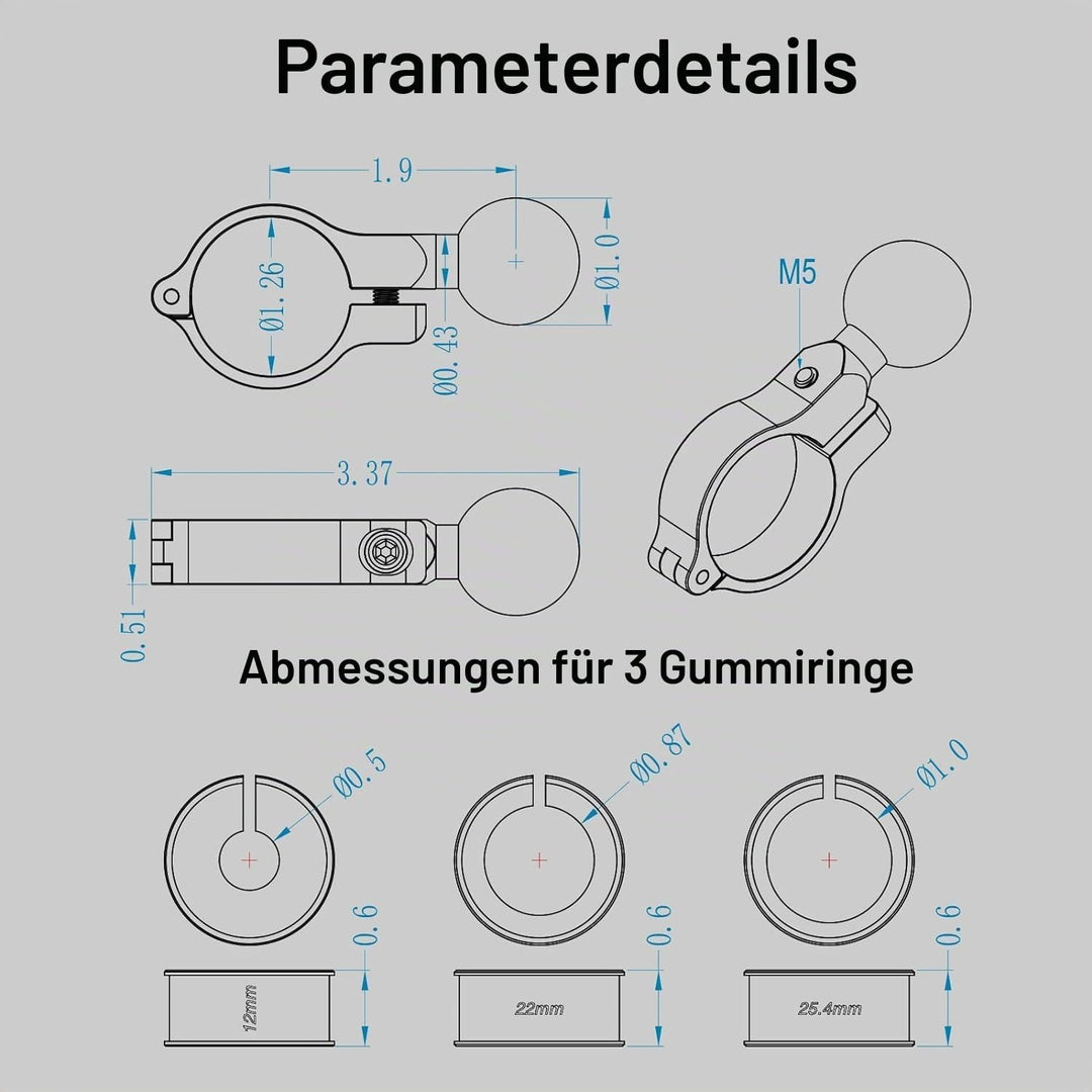 iMESTOU 2 x Aluminium-Kugelbasis für Lenkerhalterungen, Kugeladapter passend für RAM-Handyhalterunge