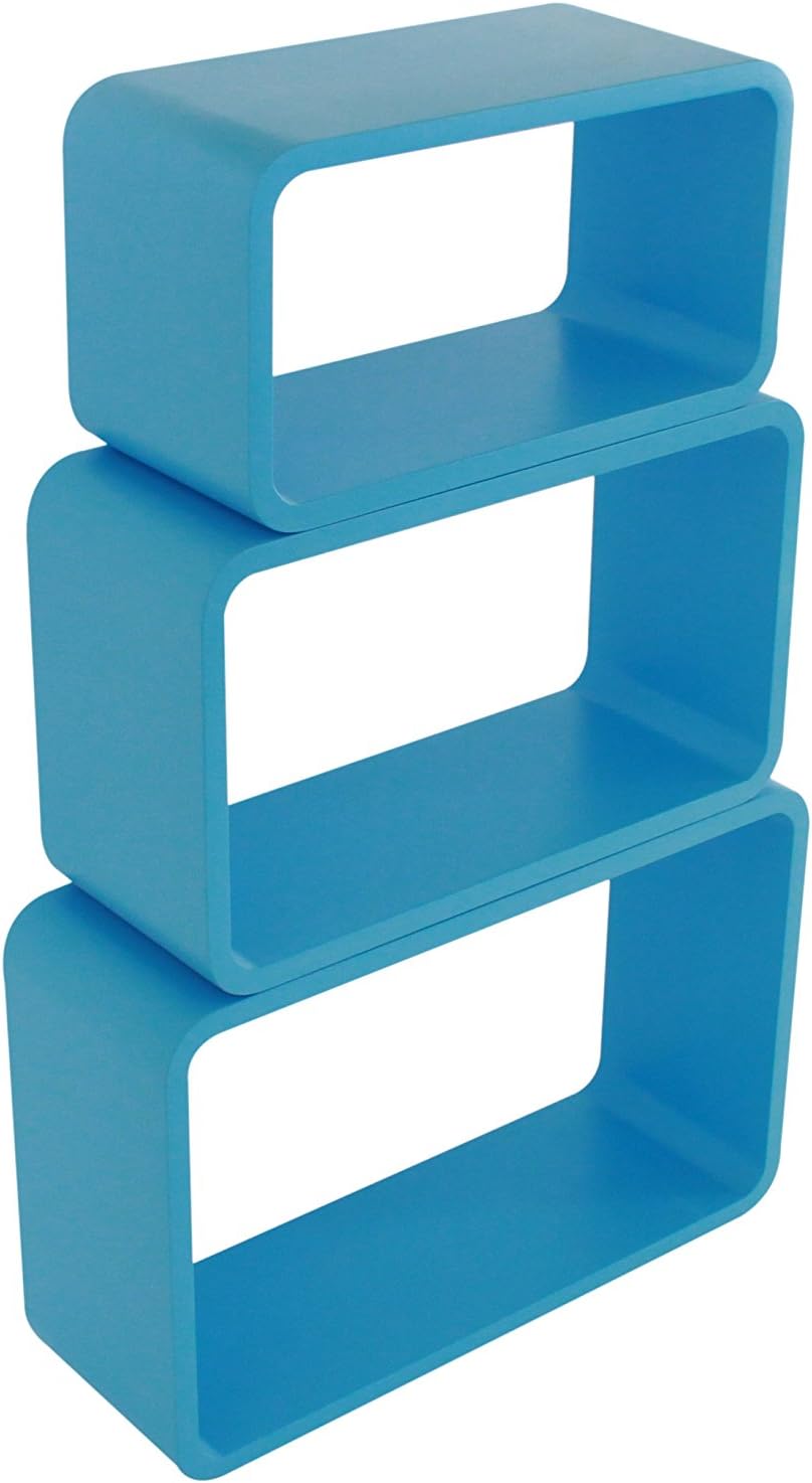 BHP Set, 3-teilig Regal, MDF, Blau, 44x24x20cm