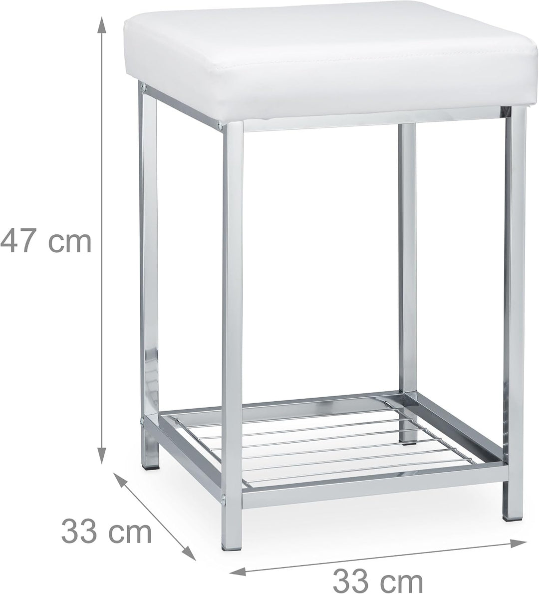 Relaxdays, weiss Hocker gepolstert, Kleiner Sitzhocker, Quadratisch, Polsterhocker mit Ablage, Badho