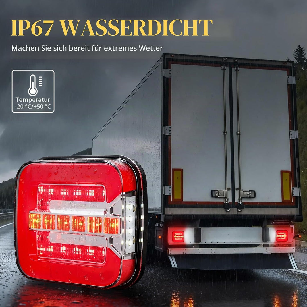 Qiping 2 Pack Kabelloss Anhängerbeleuchtung LED 12V Wireless Wasserdicht Wiederaufladbar Magnetische