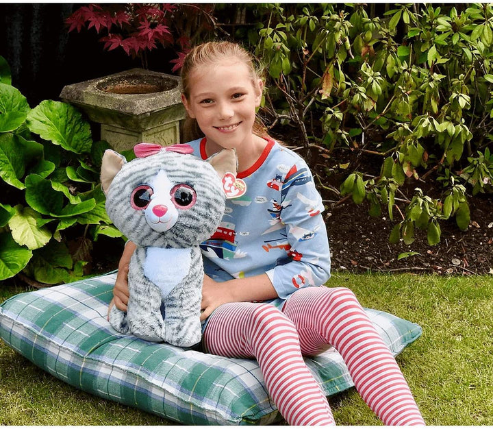 TY Kiki Beanie Boos 36838 Katze MTI Glitzeraugen, Grau Katze Kiki, Katze Kiki