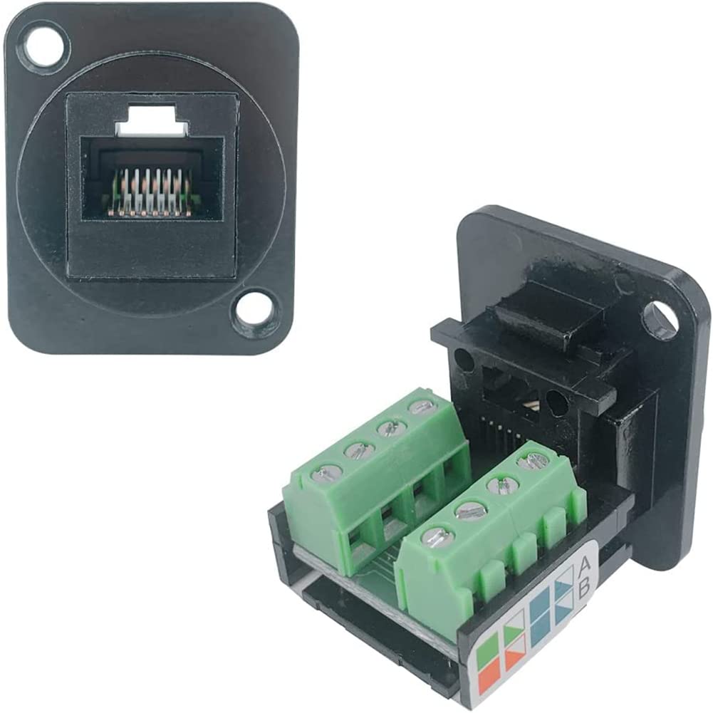 PENGLIN 2PCS RJ45 Buchse für Schalttafelmontage Schraubklemmenadapter, D-Typ RJ45 8P8C Buchse zu 8pi
