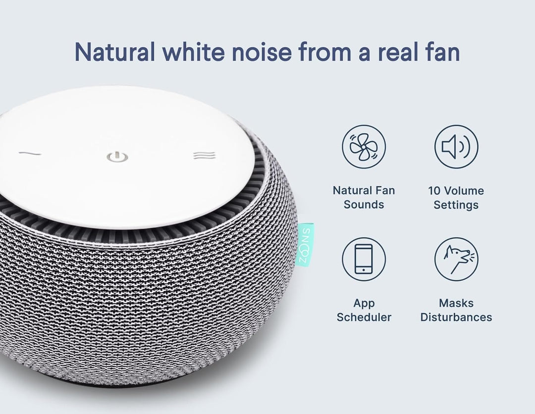 Snooz Sound-Maschine mit weissem Rauschen, echter Ventilator im Inneren für nicht störende weisse Ge
