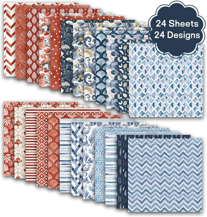 Scrapbook Papier Blumen Muster Scrapbook Bastelpapier, 24 Blat Doppelseitiges Boho Dekorpapier, Merw