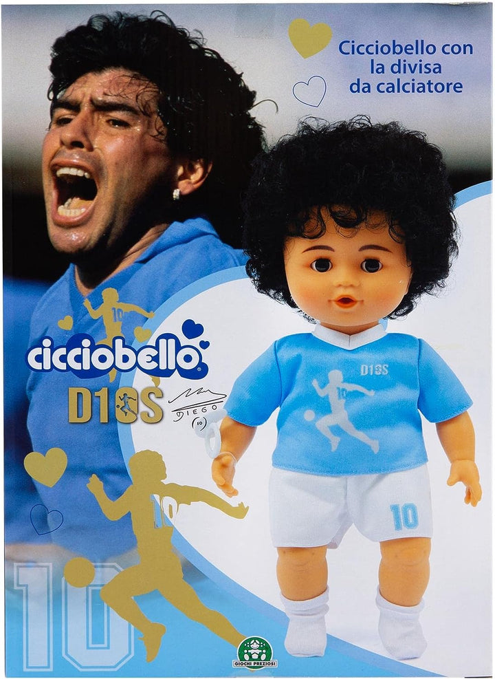 Cicciobello D10S Version Fussballspieler von Neapel, Höhe 30 cm mit weichem Körper und Schnuller, fü