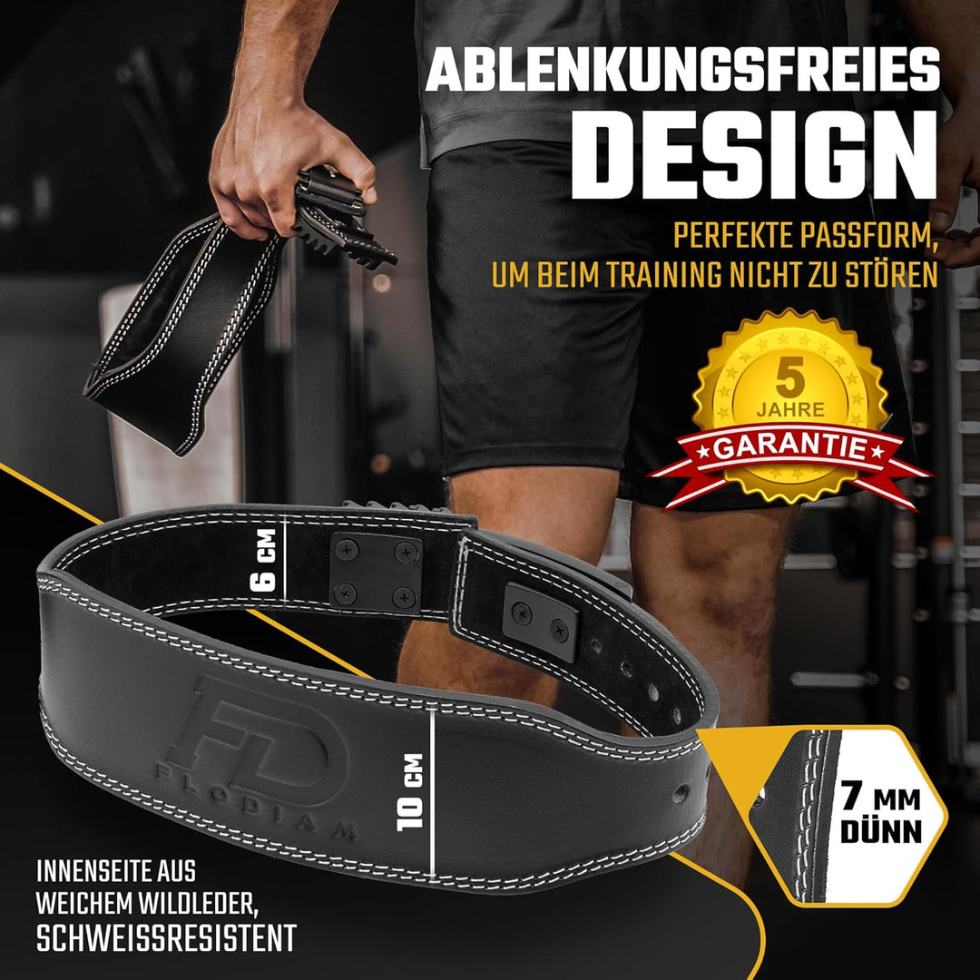 Gewichthebergürtel für Damen und Herren [Schnellverstell Hebelverschluss] Echtleder Gym Lifting Belt