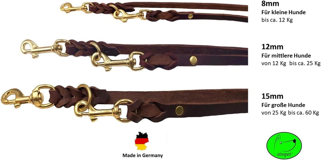 Hundeleine Fettleder Messing kleine Hunde/grosse Hunde 2m / 2,40m / 2,80m / 3,50m / 5m Doppelleine v