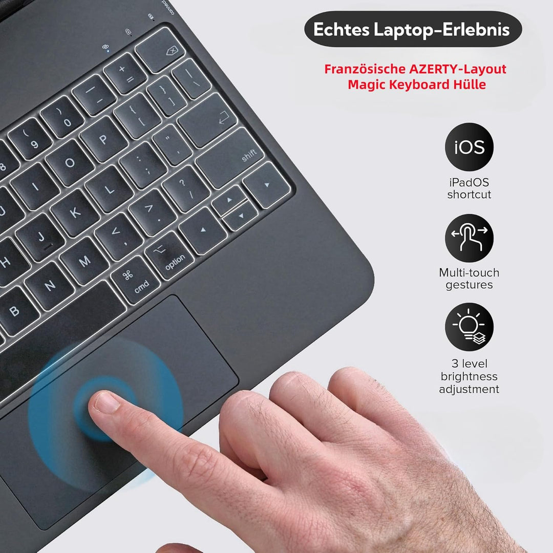 Französisches AZERTY-Layout Magic Keyboard Case für iPad Pro 12,9 Zoll (3., 4., 5., 6. Gen) & iPad A