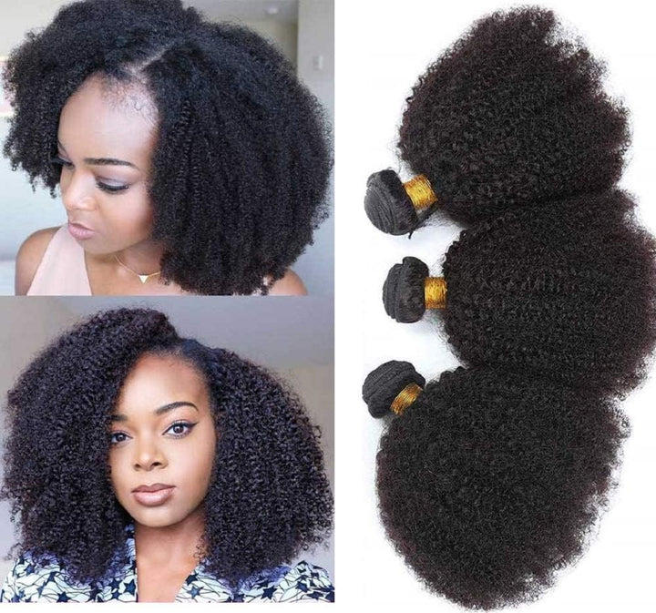 Afro kinky Curly Human Hair 3 Bundles Brasilianisches Afro-Echthaar, gewellt, 3 Bündel, gelockt, Ech