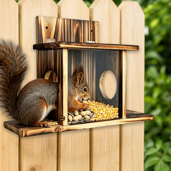 Eichhörnchen Futterhaus: Eichhörnchen Haus, Eichhörnchenhaus, Naturfarbe Holz Voederstation Eekhoorn