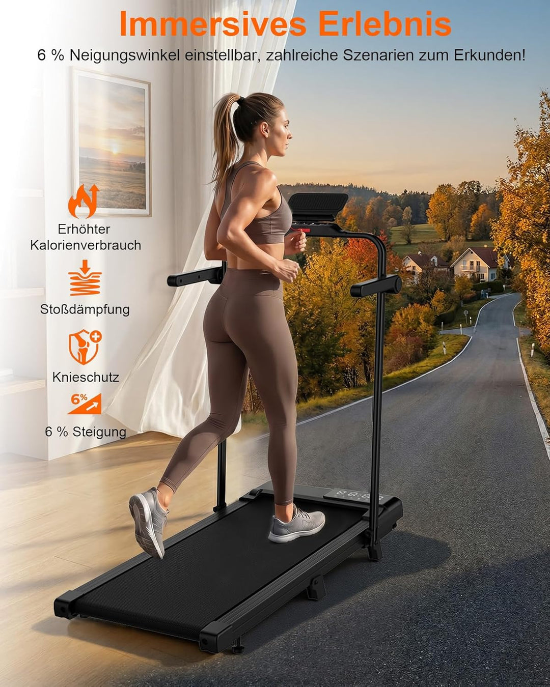 MJWW Walking Pad mit Steigung 6%, Laufband für Zuhause &amp; Büro 136 KG mit Smart App 6 km/h &amp; 12 km/h,