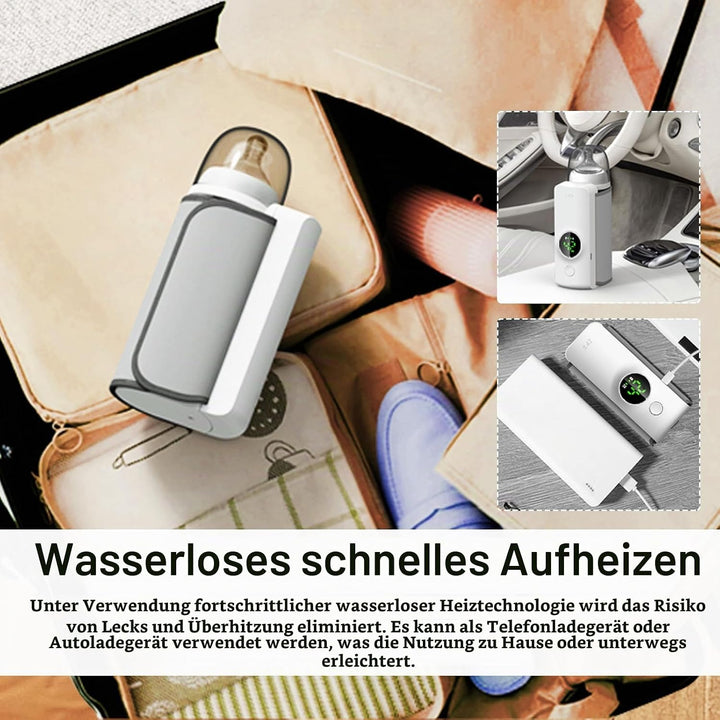 Flaschenwärmer, 6000 mAh Tragbarer Flaschenwärmer Baby Unterwegs mit 6 Einstellbare Temperatur und L