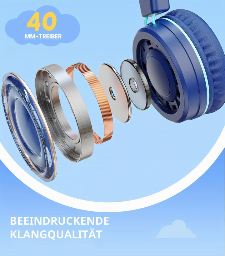 Upgrade USB Typ C Kinder Kopfhörer für die Schule, 94 dB sichere Lautstärke begrenzt, HD-Stereo-Soun