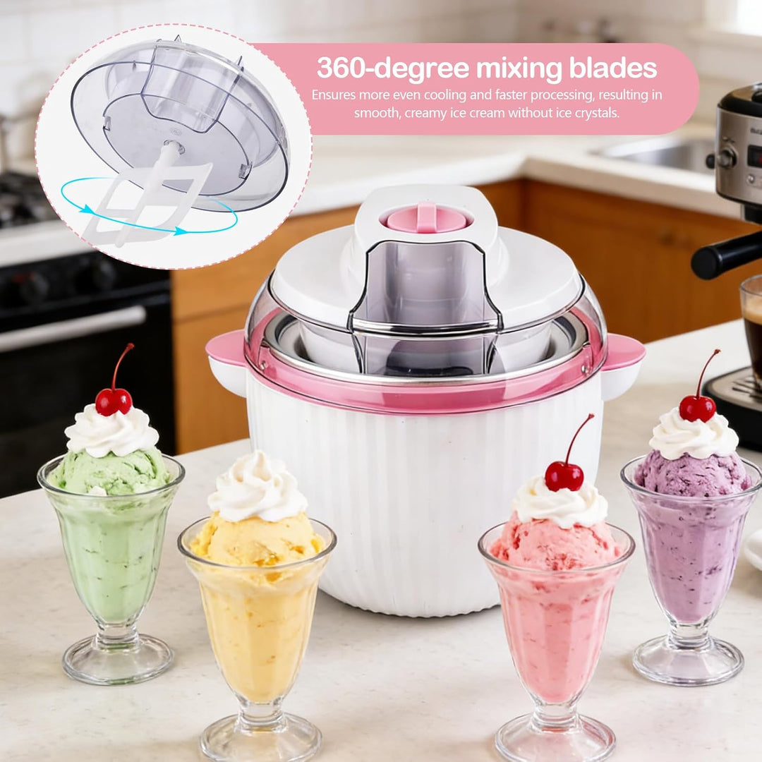 Eismaschine, 1,65 L Softeismaschine mit Zwei Geschwindigkeitsstufen zur Bereitet Eiscreme Sorbets Fr