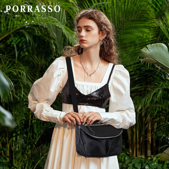 PORRASSO Damen Schultertasche Casual Umhängetasche Nylon Multi Tasche Handtasche Frauen Crossbody Ba