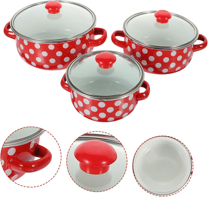 VINTORKY Emaille Mini Suppentopf Set Mit Deckel Und Griff Kleine Suppentöpfe Für Zuhause Vielseitige