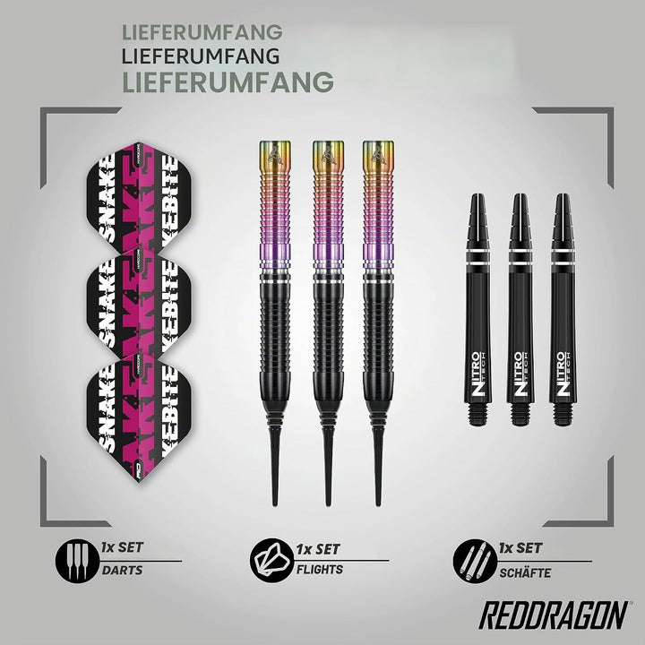 RED DRAGON Snakebite Weltmeister 2020 Auflage Wolframpfeile Einschliesslich Flüge und Stiele 20.0 Gr